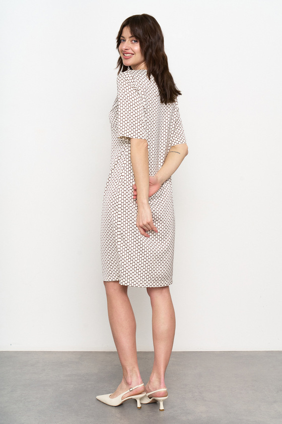 Молочное платье с геометрическим принтом 1 - интернет-магазин Natali Bolgar