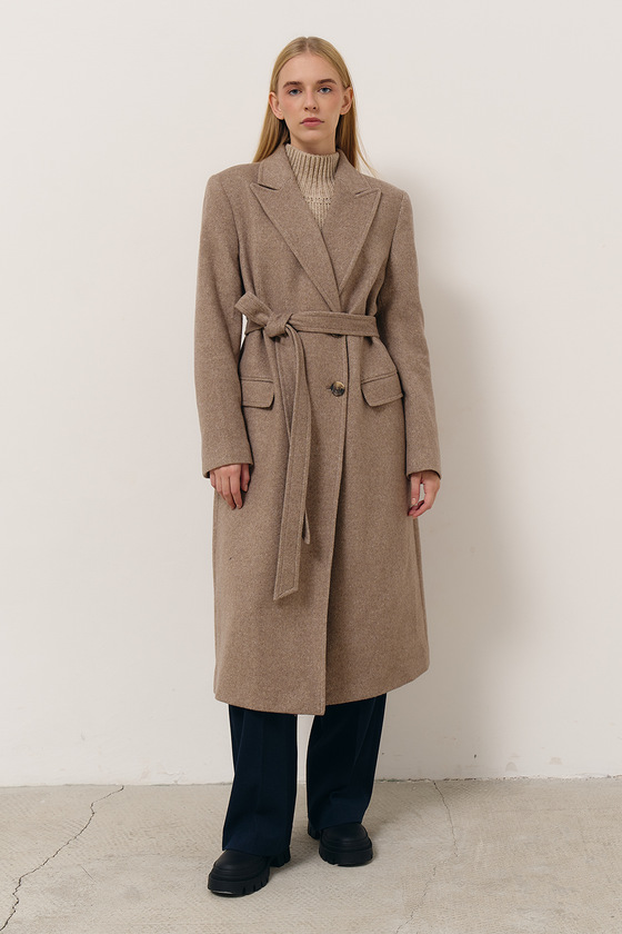 Бежевое двубортное пальто 2 - интернет-магазин Natali Bolgar