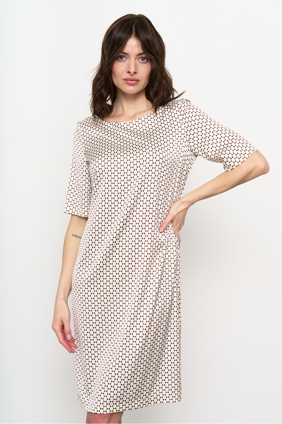 Молочное платье с геометрическим принтом 2 - интернет-магазин Natali Bolgar