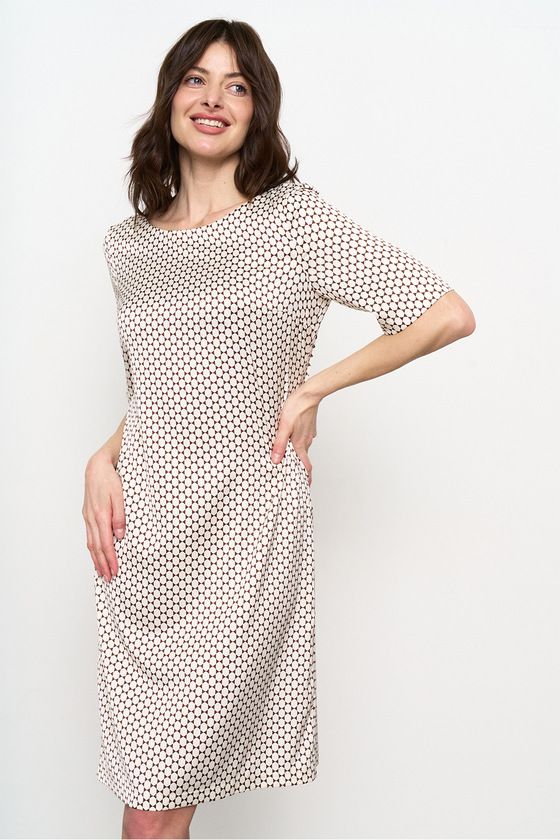 Молочное платье с геометрическим принтом 3 - интернет-магазин Natali Bolgar