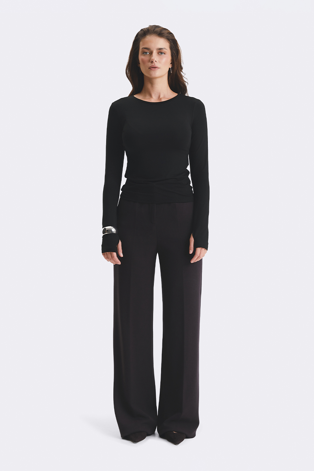 Штани з джерсі кольору сливове вино