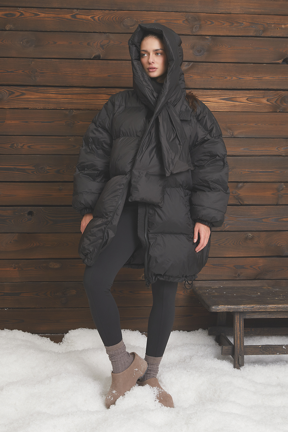 Подовжена куртка оверсайз зі знімним каптуром