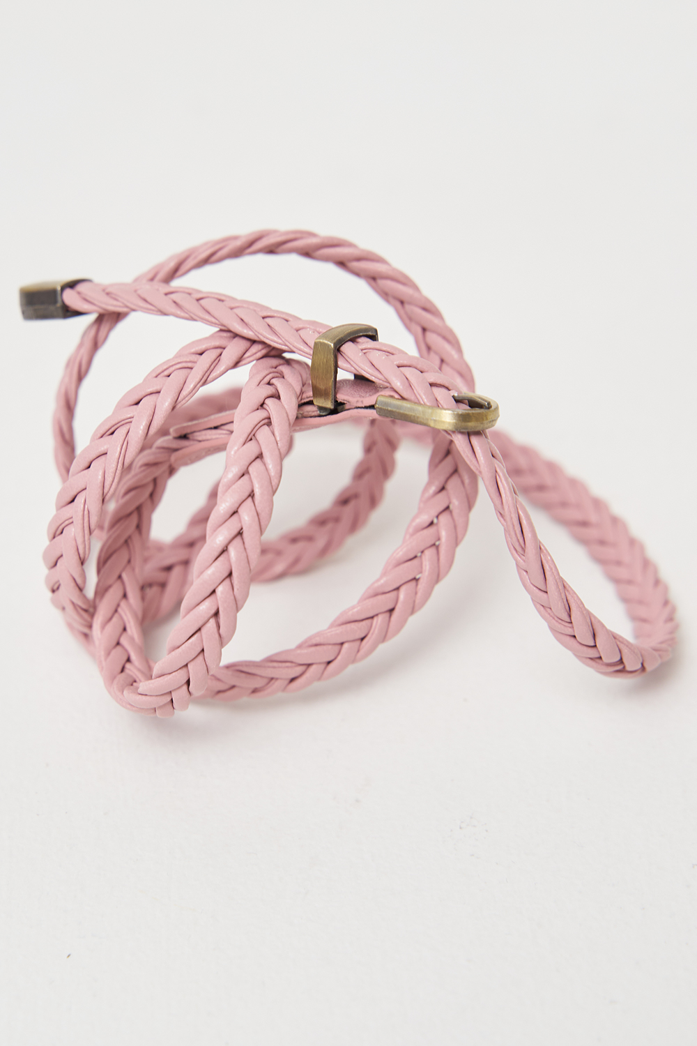 Рожевий ремінь-косичка з екошкіри