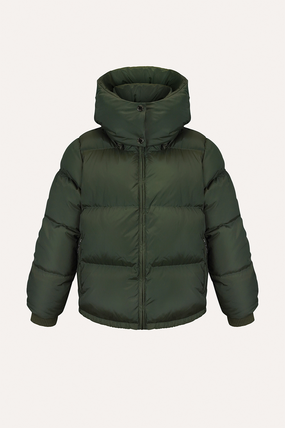 Пухова куртка кольору хакі