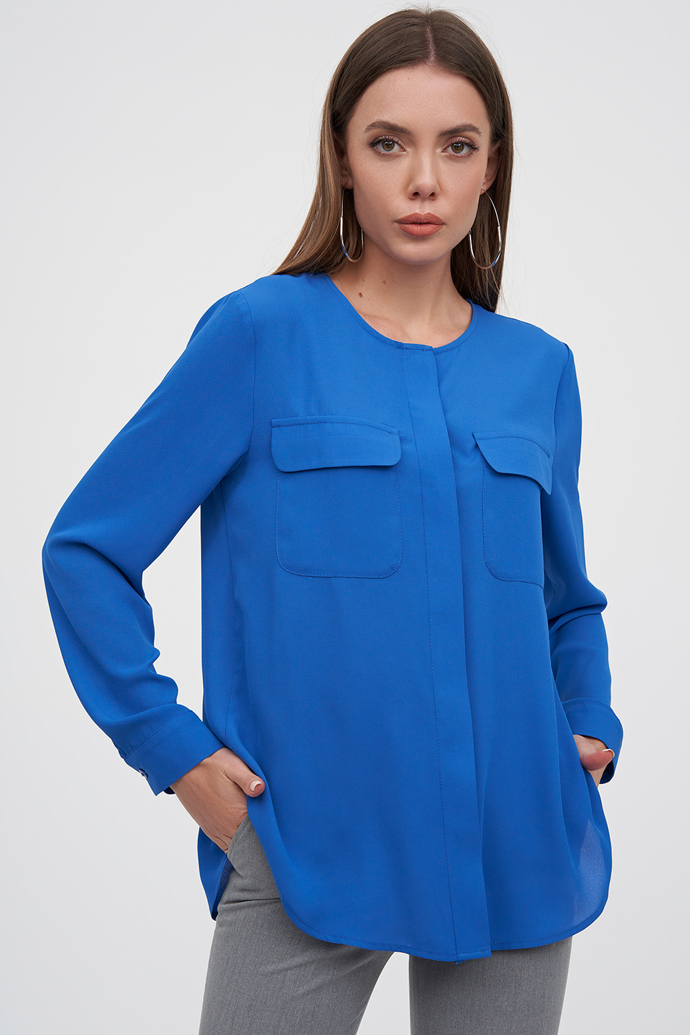 Шифоновая блуза синего цвета