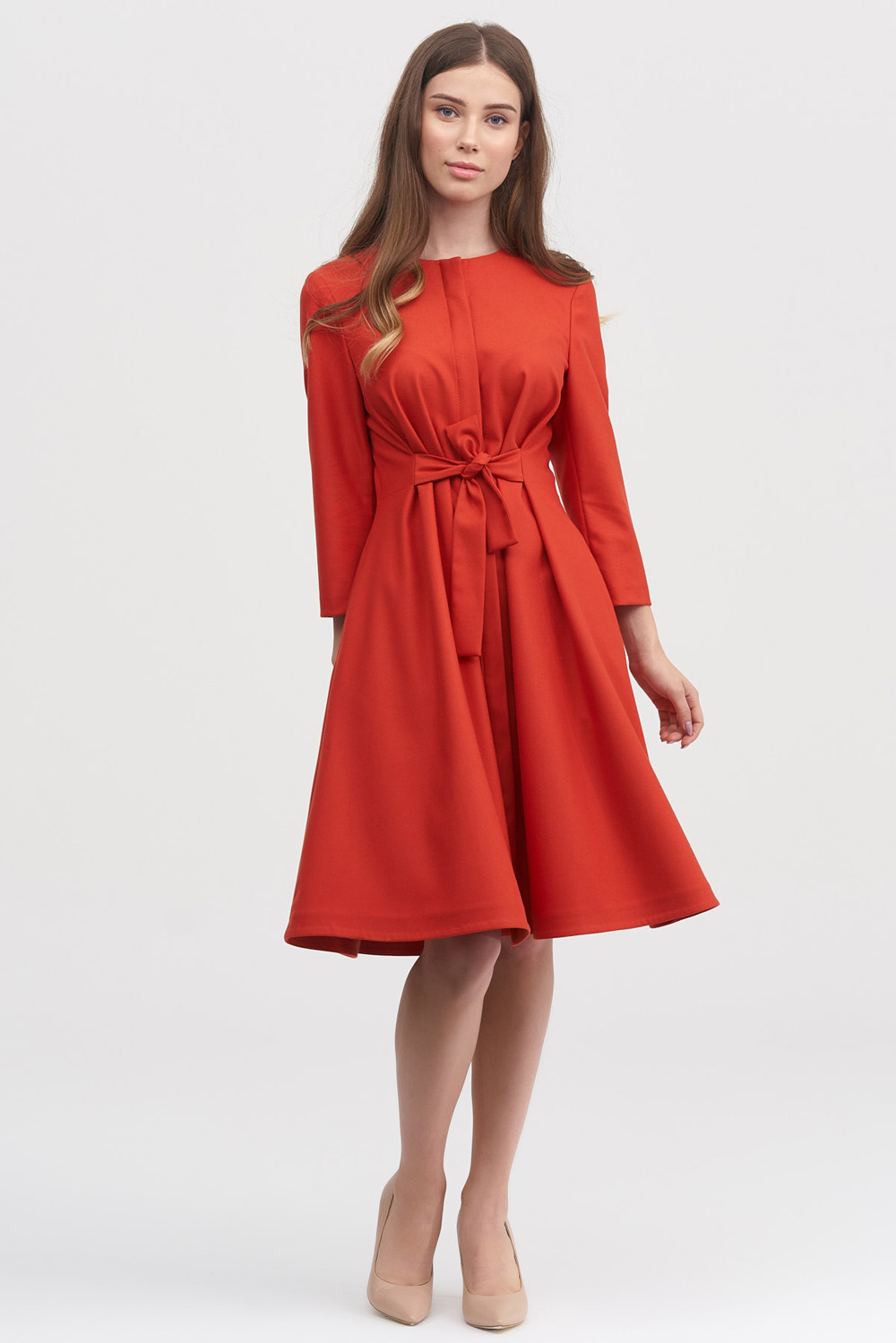 Платье А-силуэта красного цвета