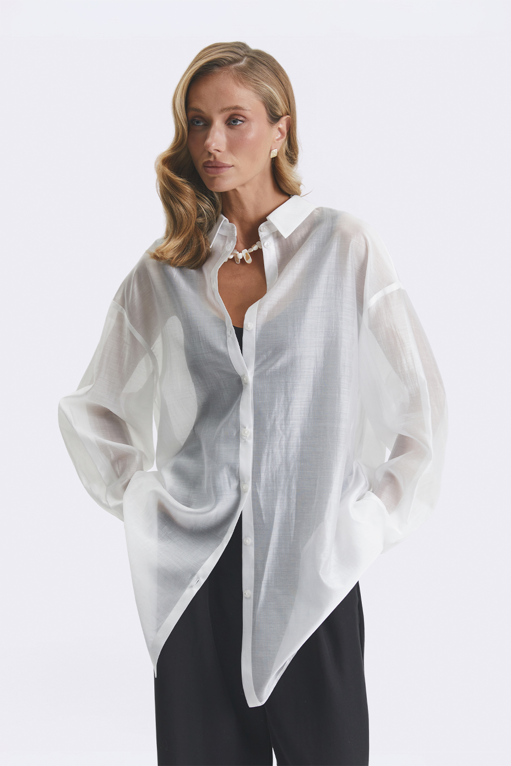 Сорочка з напівпрозорого тенселу