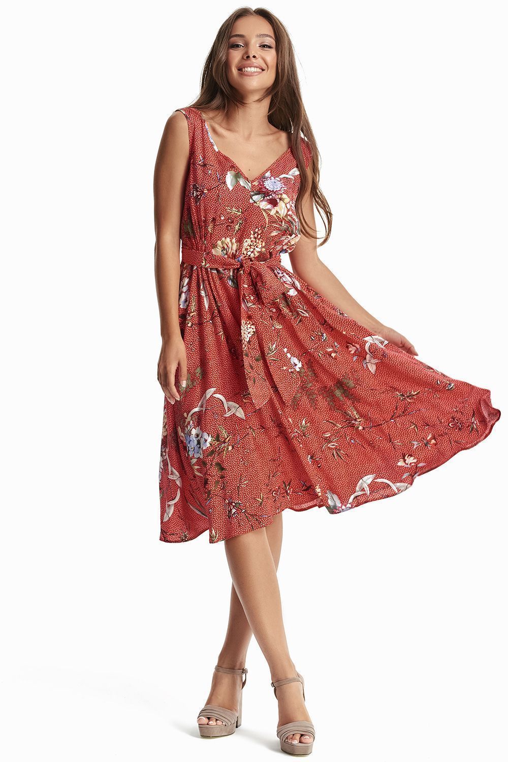 Миди-платье с цветочным принтом