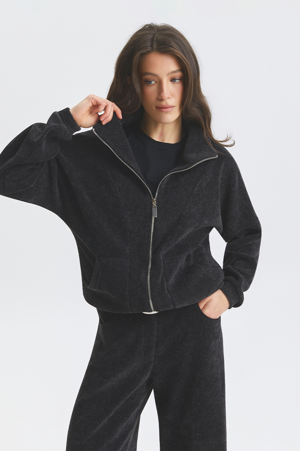 Вельветовий світшот на блискавці