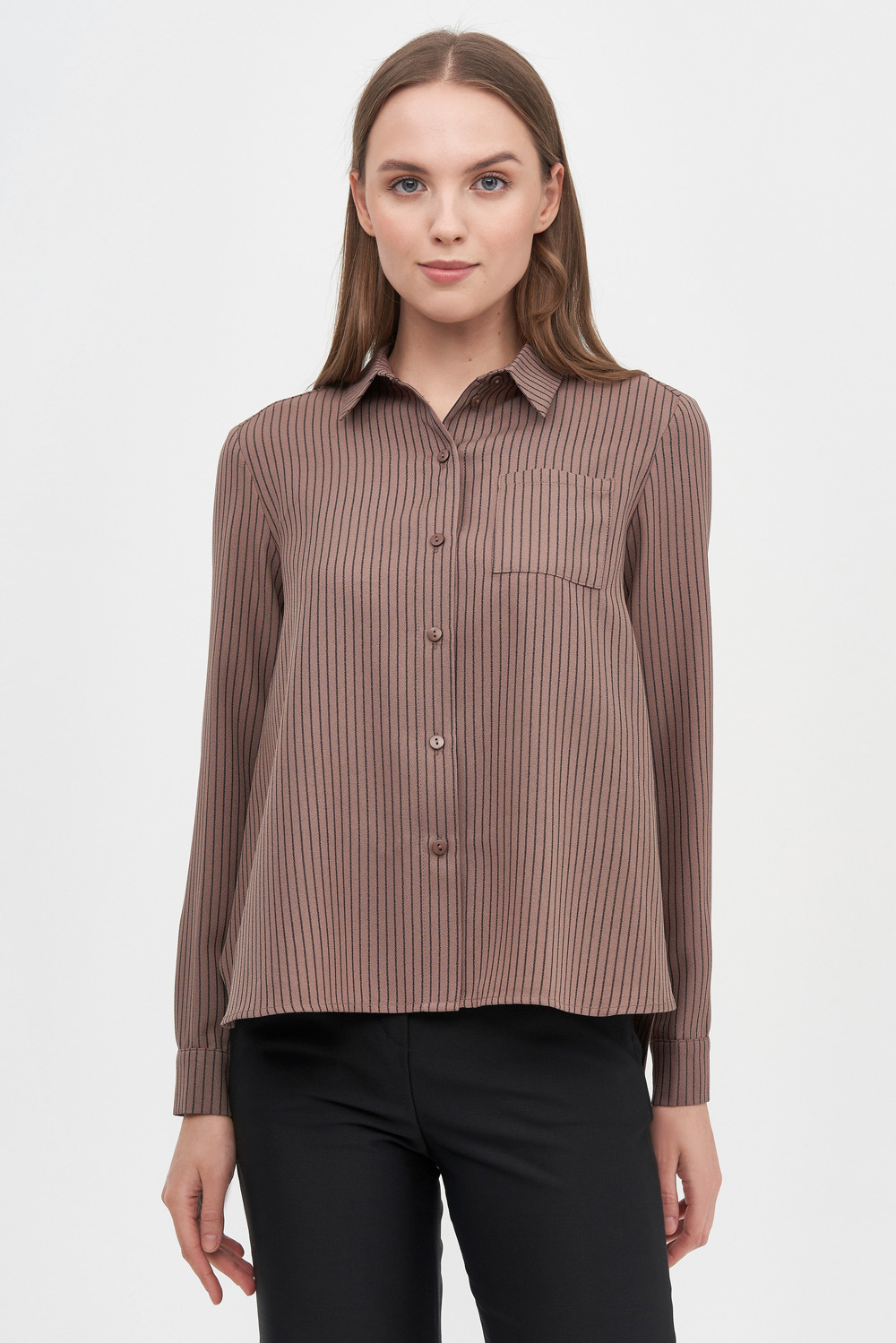 Асимметричная блуза в мелкую полоску