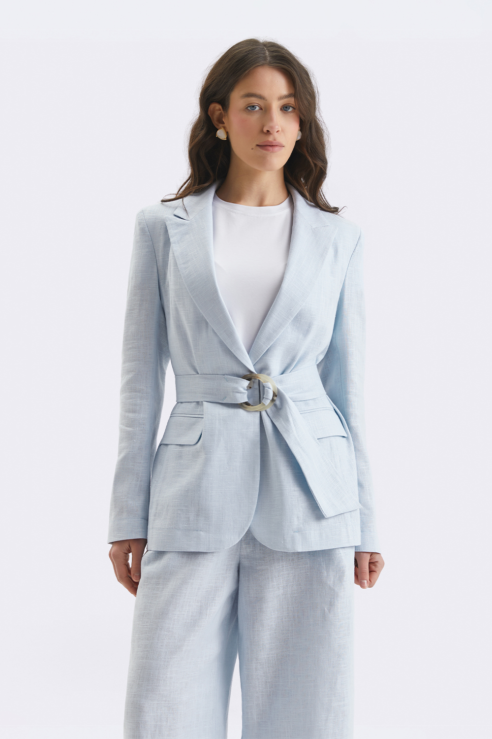 Блакитний жакет з кропиви та льону