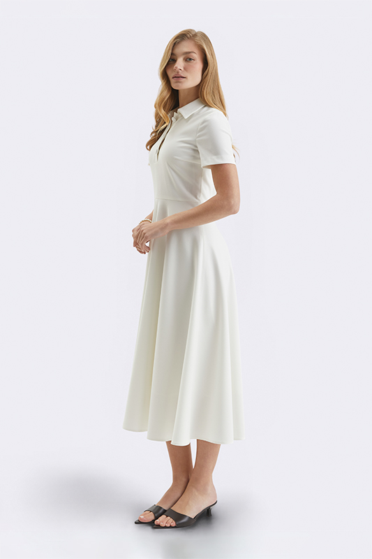 Жіноча біла сукня міді з короткими рукавами від Natali Bolgar