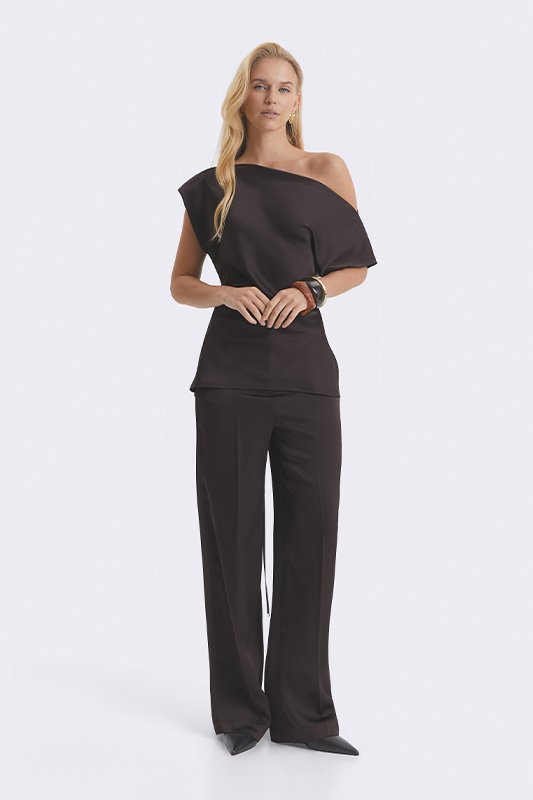 Шоколадний топ та широкі штани від Natali Bolgar