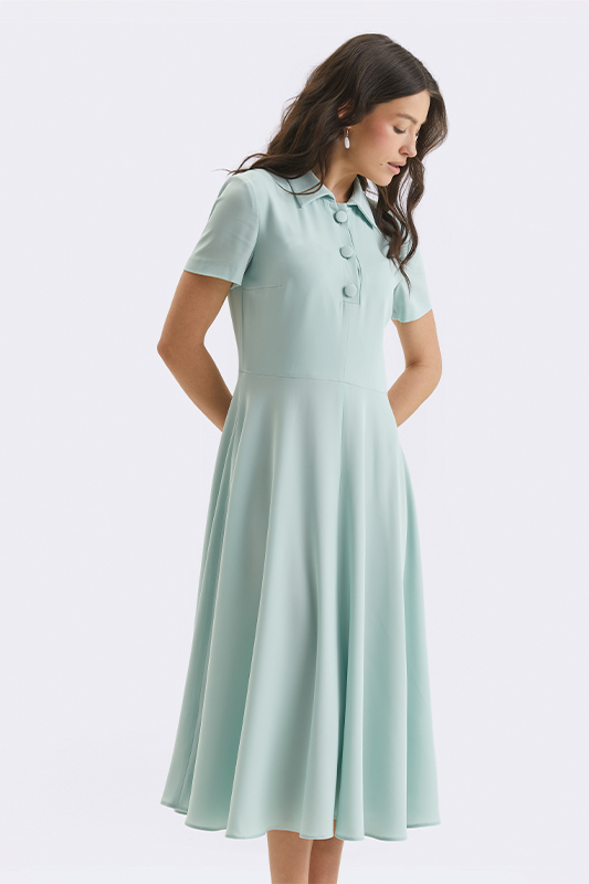Жіноча м'ятна сукня з коміром від Natali Bolgar