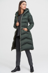 Пальто-пуховик с капюшоном темно-зеленого цвета - интернет-магазин Natali Bolgar