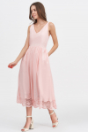 Платье-миди розового цвета с вышивкой  - интернет-магазин Natali Bolgar