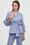 Льняной жакет-кимоно голубого цвета - интернет-магазин Natali Bolgar