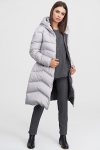 Пальто-пуховик с капюшоном светло-серого цвета - интернет-магазин Natali Bolgar