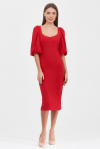 Сукня червого кольору із об'ємними рукавами - интернет-магазин Natali Bolgar