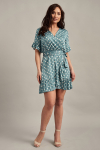 Голубое платье в белый горох на запах с рюшами - интернет-магазин Natali Bolgar