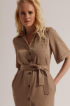 Платье-рубашка бежевого цвета с коротким рукавом - интернет-магазин Natali Bolgar