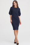 Платье-футляр с объемными рукавами темно-синего цвета - интернет-магазин Natali Bolgar