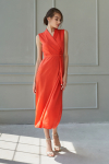 Платье кораллового цвета на запах  - интернет-магазин Natali Bolgar