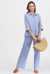 Широкие льняные брюки голубого цвета - интернет-магазин Natali Bolgar