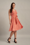 Красное платье свободного силуэта с цветочным принтом - интернет-магазин Natali Bolgar