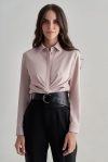 Свободная блуза пудрового цвета с длинным рукавом - интернет-магазин Natali Bolgar
