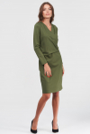 Платье оливкового цвета с драпировкой - интернет-магазин Natali Bolgar