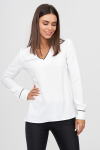 Блуза белого цвета с контрастной отделкой - интернет-магазин Natali Bolgar
