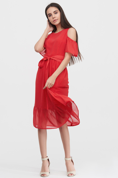 Платье красного цвета в мелкий горох  – Natali Bolgar