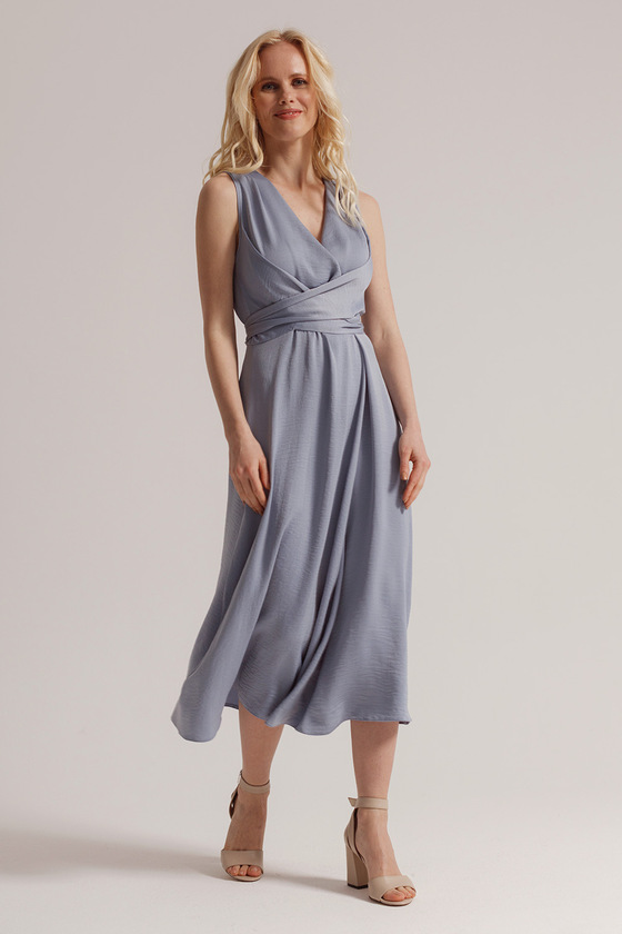 Платье голубого цвета на запах  - интернет-магазин Natali Bolgar