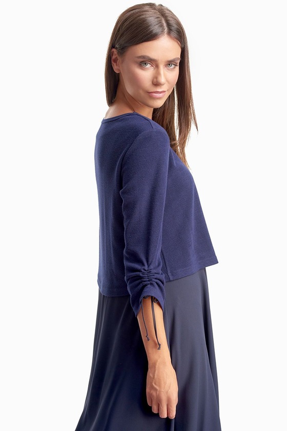 Комбинированное платье синего цвета 2 - интернет-магазин Natali Bolgar