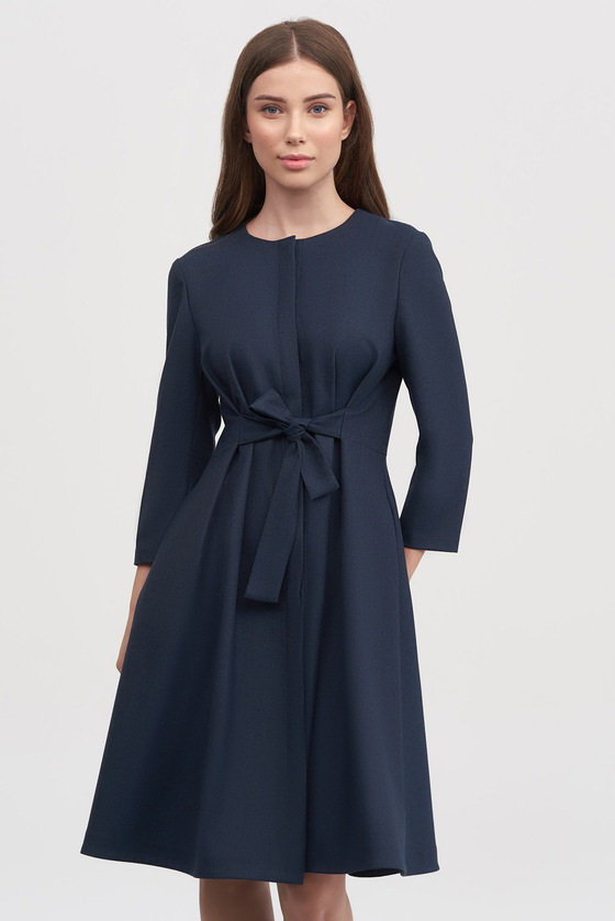 Платье А-силуэта темно-синего цвета 1 - интернет-магазин Natali Bolgar