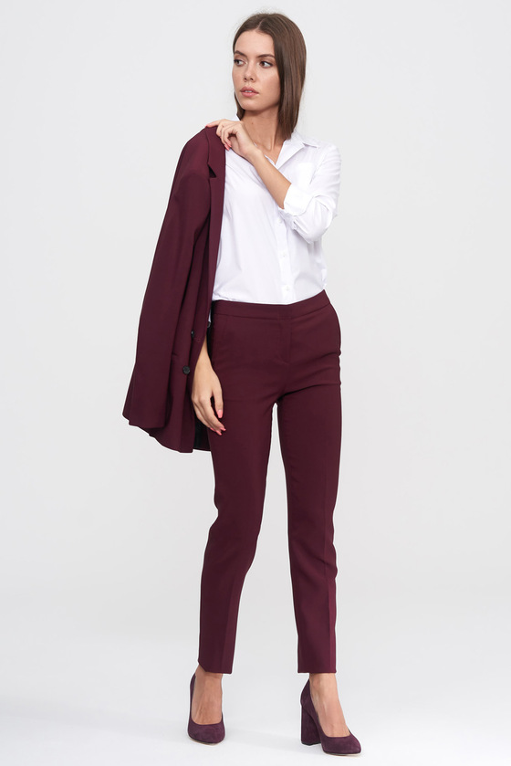 Зауженные брюки бордового цвета - интернет-магазин Natali Bolgar