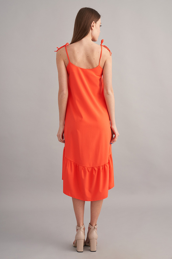 Летнее платье кораллового цвета с асимметричным низом 2 - интернет-магазин Natali Bolgar