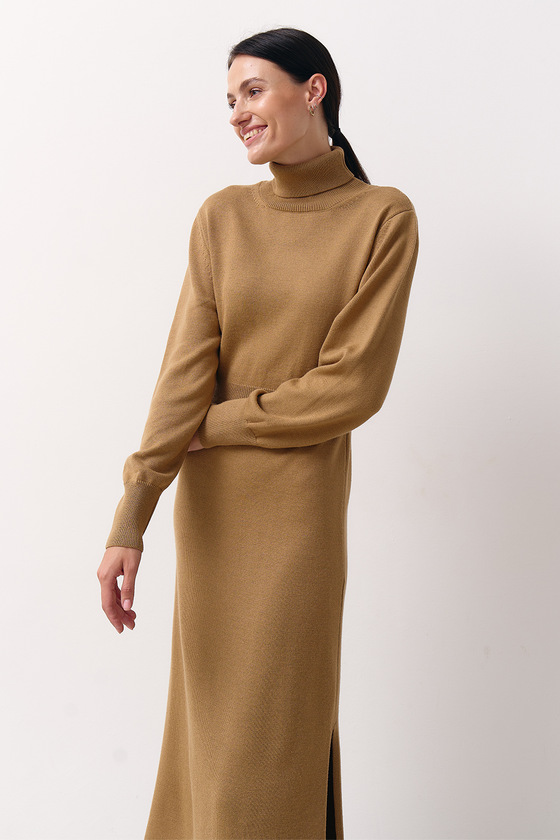 Сукня з вовни мериноса кольору кемел 1 - интернет-магазин Natali Bolgar