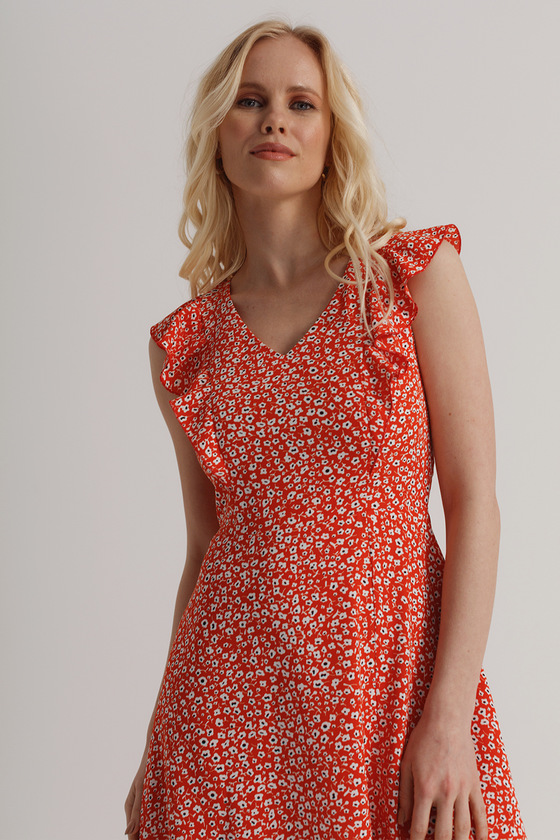 Длинное красное платье с цветочным принтом  1 - интернет-магазин Natali Bolgar