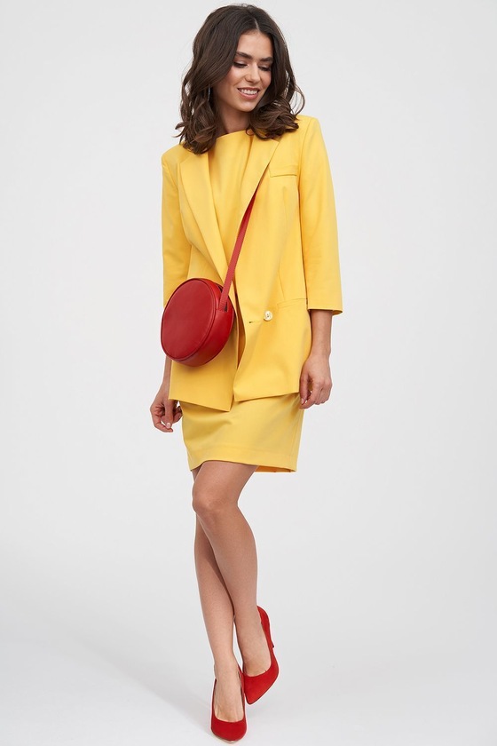 Прямое платье с карманами желтого цвета 3 - интернет-магазин Natali Bolgar