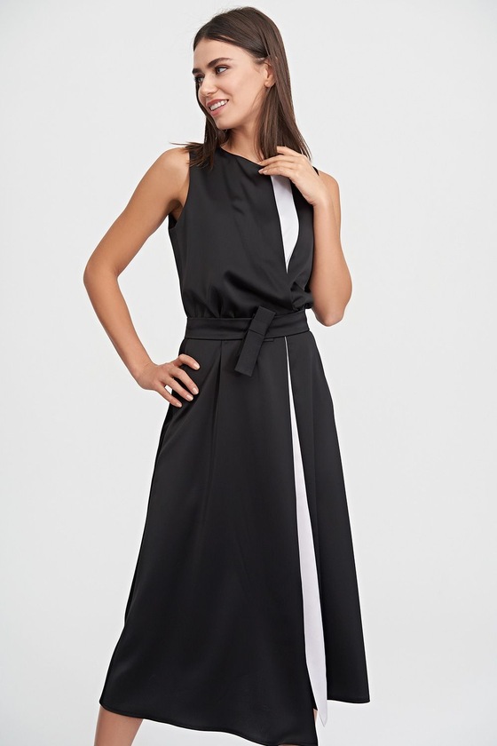 Платье с контрастной вставкой черного цвета 1 - интернет-магазин Natali Bolgar