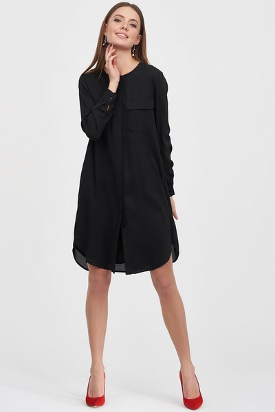 Платье рубашка черного цвета с поясом  – Natali Bolgar