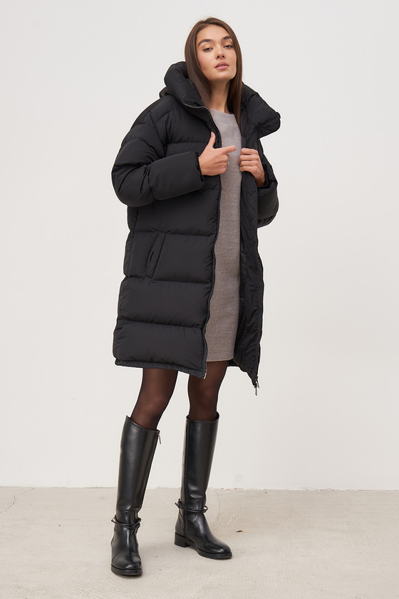Чорна пухова куртка в стилі oversize 15 - интернет-магазин Natali Bolgar