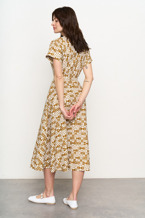 Сукня з геометричним принтом кольору кемел 1 - интернет-магазин Natali Bolgar