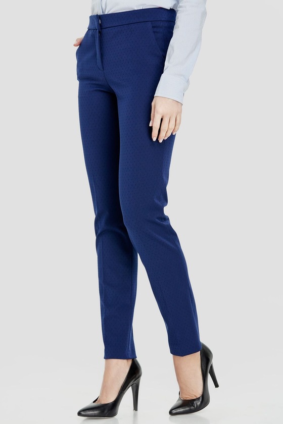Фактурные брюки синего цвета 1 - интернет-магазин Natali Bolgar