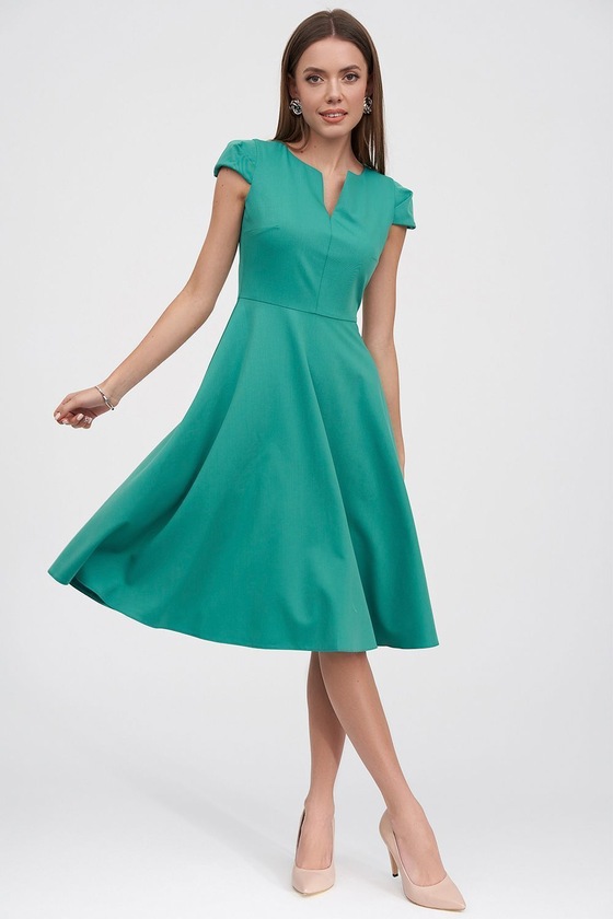 Платье с расклешенной юбкой бирюзового цвета - интернет-магазин Natali Bolgar