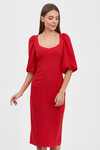 Сукня червого кольору із об'ємними рукавами 1 - интернет-магазин Natali Bolgar