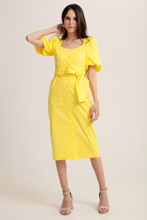 Платье на пуговицах желтого цвета 2 - интернет-магазин Natali Bolgar