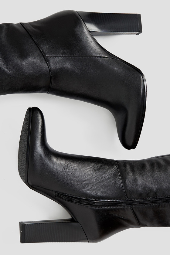 Сапоги с заостренным носком из кожи черного цвета 4 - интернет-магазин Natali Bolgar